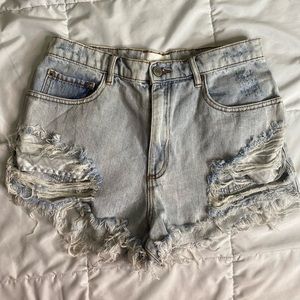 garage ripped jean shorts